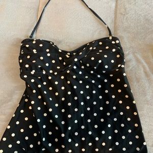 Black and white polka dot tankini